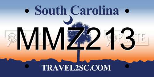 MMZ213 South Carolina License Plate