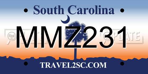 MMZ231 South Carolina License Plate