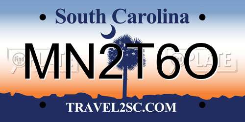 MN2T6O South Carolina License Plate