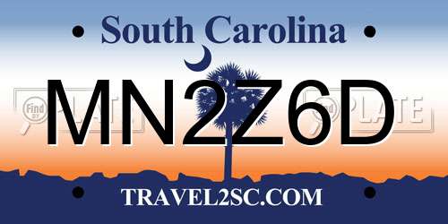 MN2Z6D South Carolina License Plate