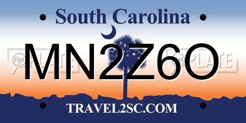 MN2Z6O South Carolina License Plate