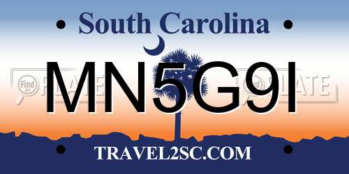 MN5G9I South Carolina License Plate