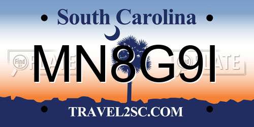 MN8G9I South Carolina License Plate