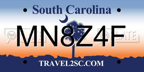 MN8Z4F South Carolina License Plate