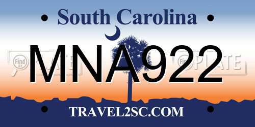 MNA922 South Carolina License Plate