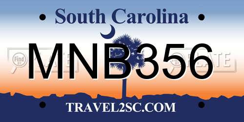 MNB356 South Carolina License Plate