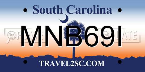 MNB69I South Carolina License Plate