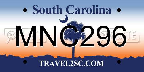 MNC296 South Carolina License Plate