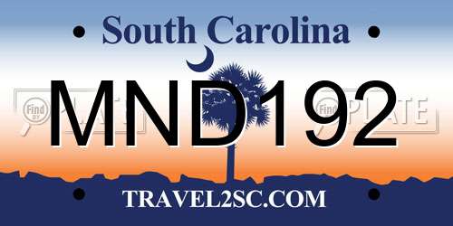 MND192 South Carolina License Plate