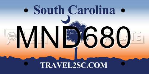 MND680 South Carolina License Plate