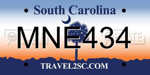 MNE434 South Carolina License Plate