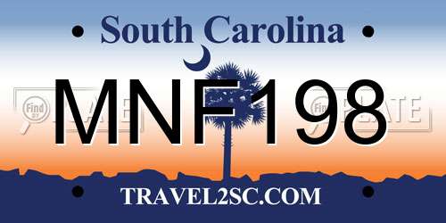 MNF198 South Carolina License Plate