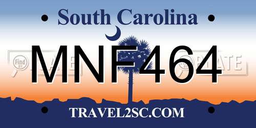 MNF464 South Carolina License Plate