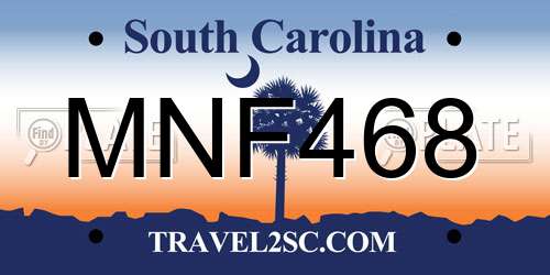 MNF468 South Carolina License Plate
