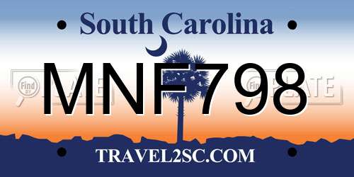 MNF798 South Carolina License Plate