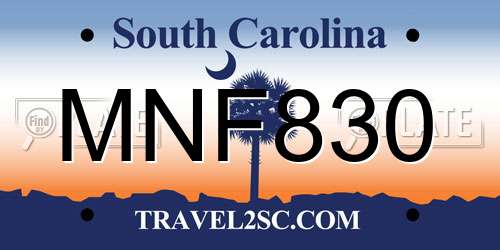 MNF830 South Carolina License Plate