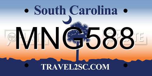 MNG588 South Carolina License Plate