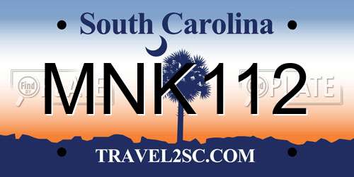 MNK112 South Carolina License Plate