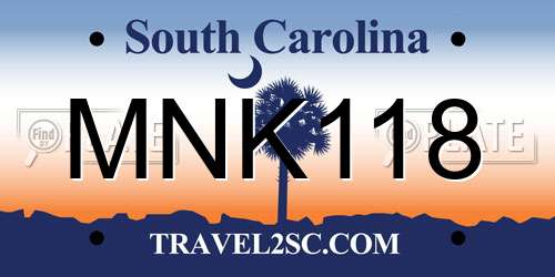 MNK118 South Carolina License Plate