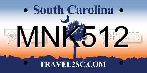 MNK512 South Carolina License Plate