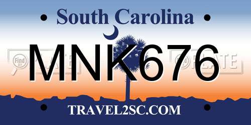 MNK676 South Carolina License Plate