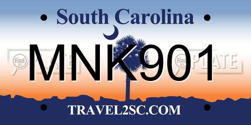 MNK901 South Carolina License Plate