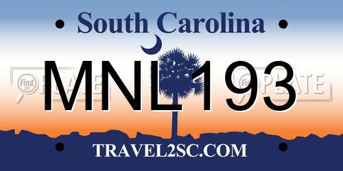 MNL193 South Carolina License Plate