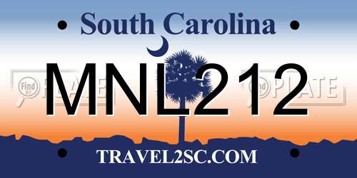 MNL212 South Carolina License Plate