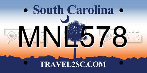MNL578 South Carolina License Plate
