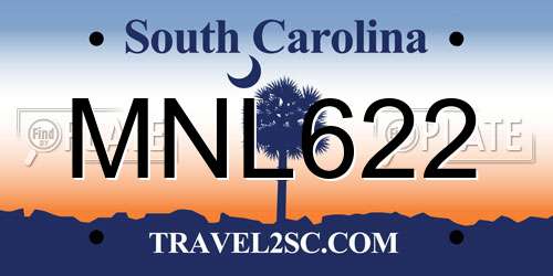 MNL622 South Carolina License Plate