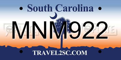 MNM922 South Carolina License Plate