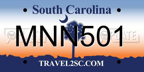 MNN501 South Carolina License Plate