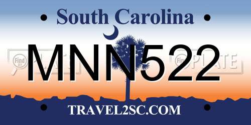 MNN522 South Carolina License Plate