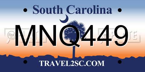 MNQ449 South Carolina License Plate