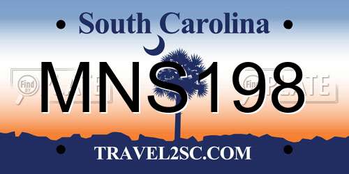 MNS198 South Carolina License Plate