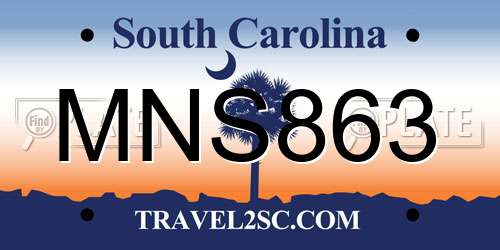 MNS863 South Carolina License Plate
