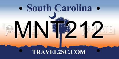 MNT212 South Carolina License Plate