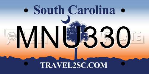 MNU330 South Carolina License Plate