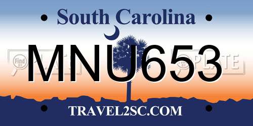 MNU653 South Carolina License Plate