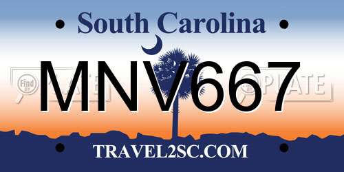 MNV667 South Carolina License Plate
