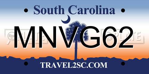 MNVG62 South Carolina License Plate