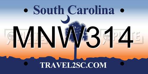 MNW314 South Carolina License Plate