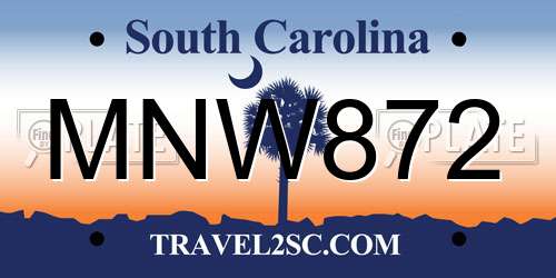 MNW872 South Carolina License Plate
