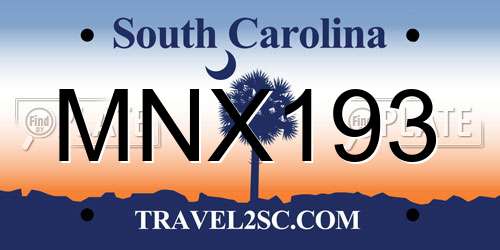 MNX193 South Carolina License Plate