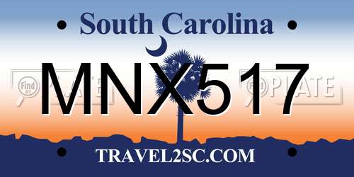 MNX517 South Carolina License Plate