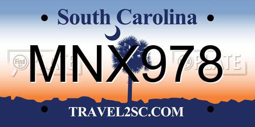 MNX978 South Carolina License Plate