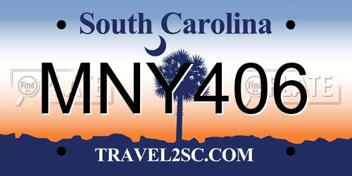 MNY406 South Carolina License Plate