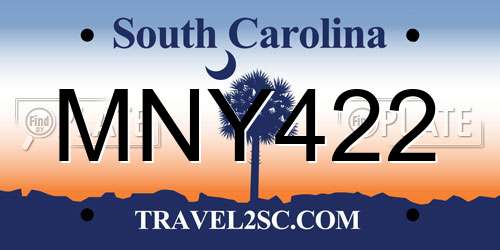 MNY422 South Carolina License Plate