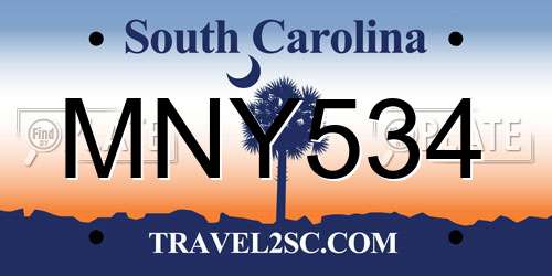 MNY534 South Carolina License Plate