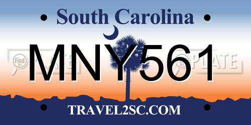 MNY561 South Carolina License Plate